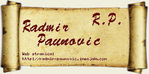 Radmir Paunović vizit kartica